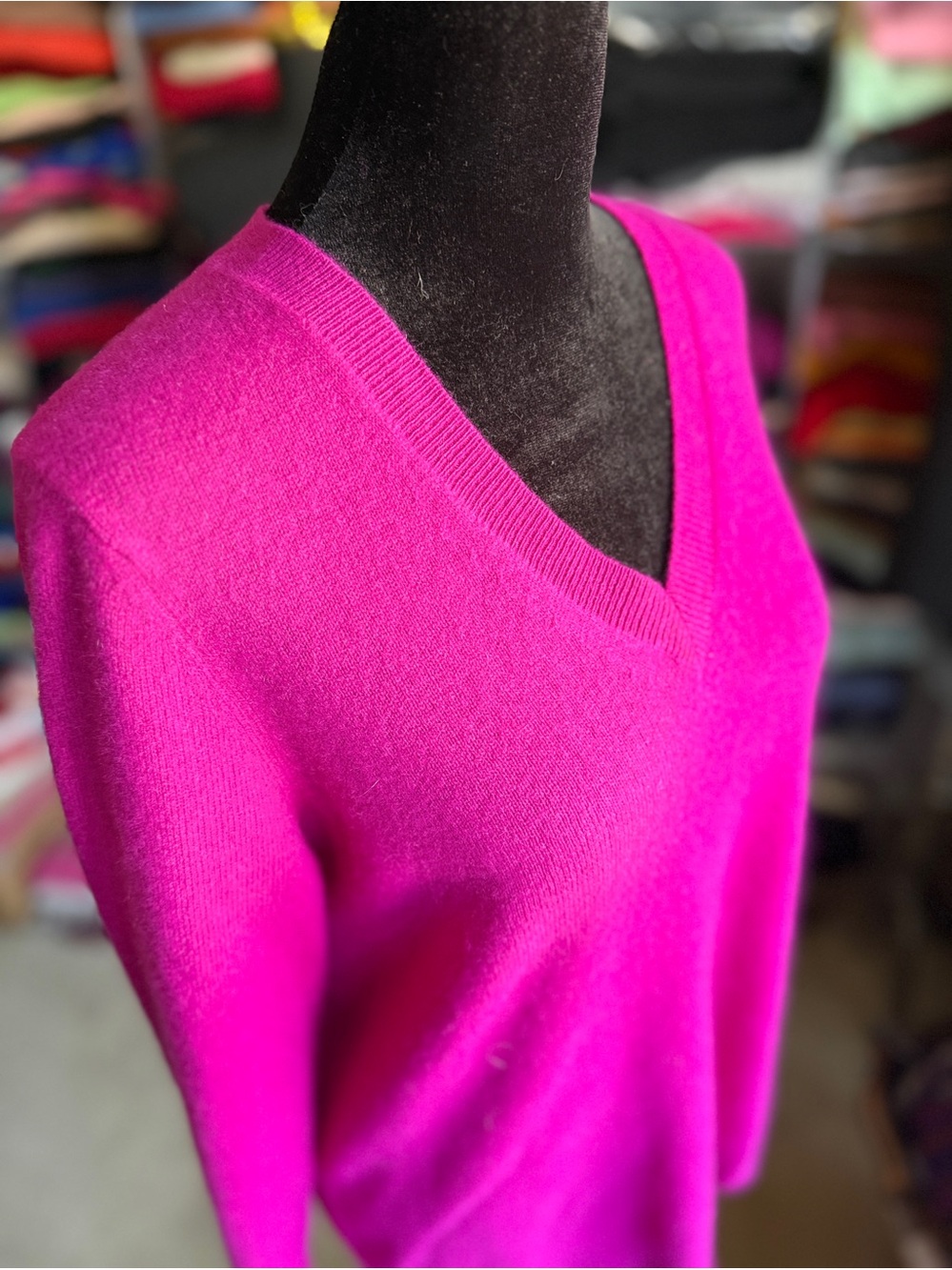 Charter Club V-Neck Sweater in Vibrant Fuchsia